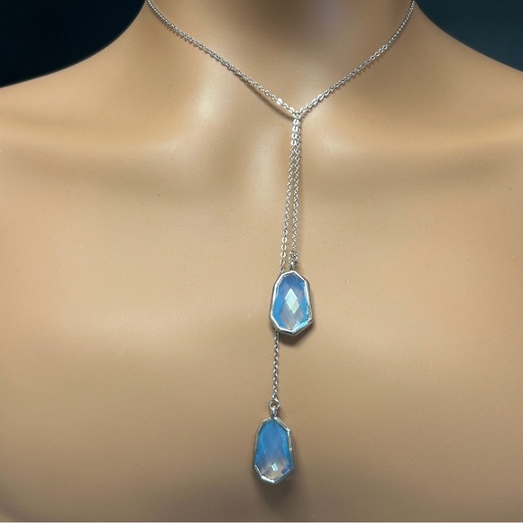 Vince Camuto Jewelry - SOLD - NWT Vince Camuto Silver & Caribbean Blue Stone Lariat Necklace